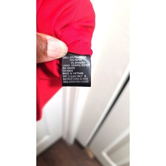 TAHARI/ARTHUR S. LEVINE WOMEN'S RED COCKTAIL STRETCH BOAT NECK DRESS ZIPPER BACK - Picture 8 of 11